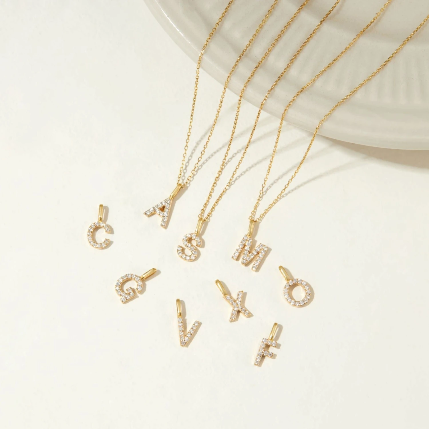 Solid Gold Genuine Diamond Individual Initial Charm - Image 4