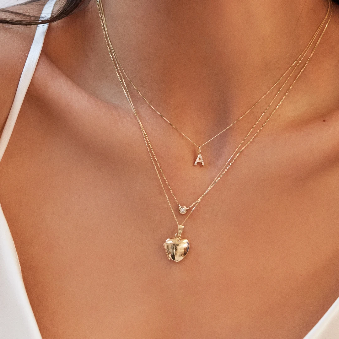 Solid Gold Genuine Diamond Individual Initial Charm - Image 13