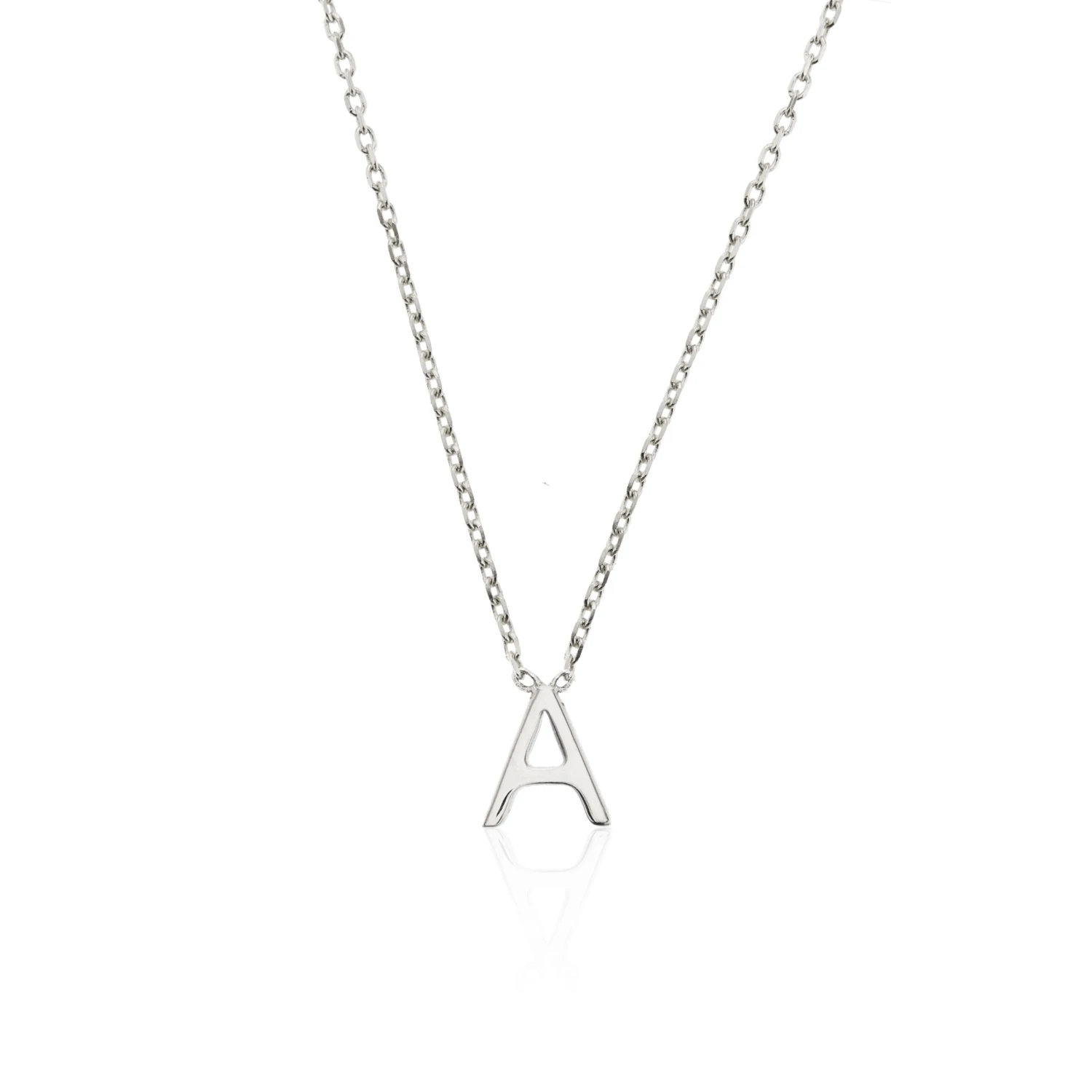 Solid White Gold Miniature Initial Letter Necklace - Image 14