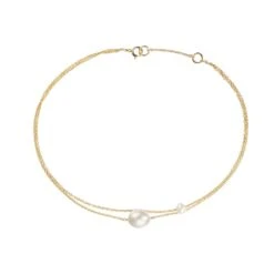 Gold Layered Large And Small Pearl Anklet