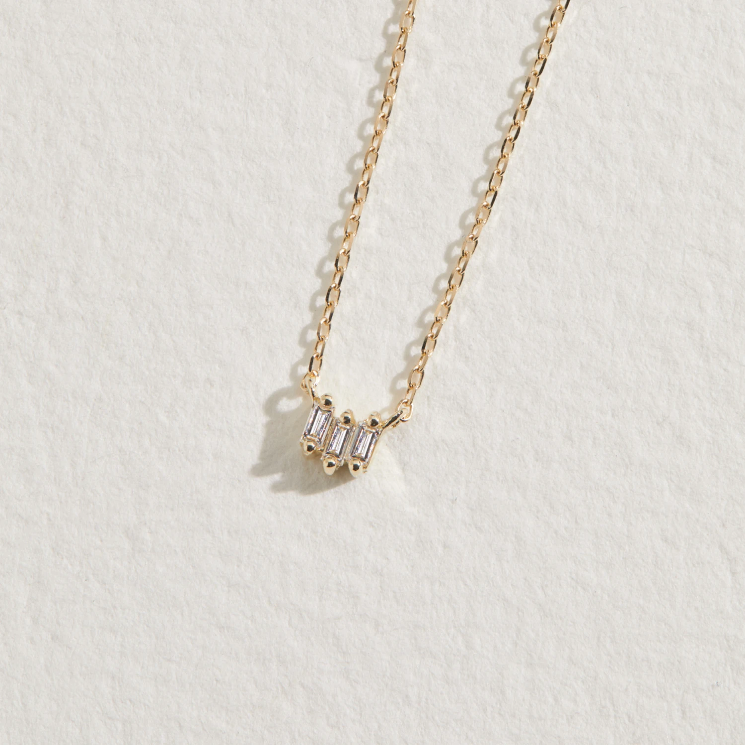 Silver Triple Baguette Diamond Necklace - Image 4