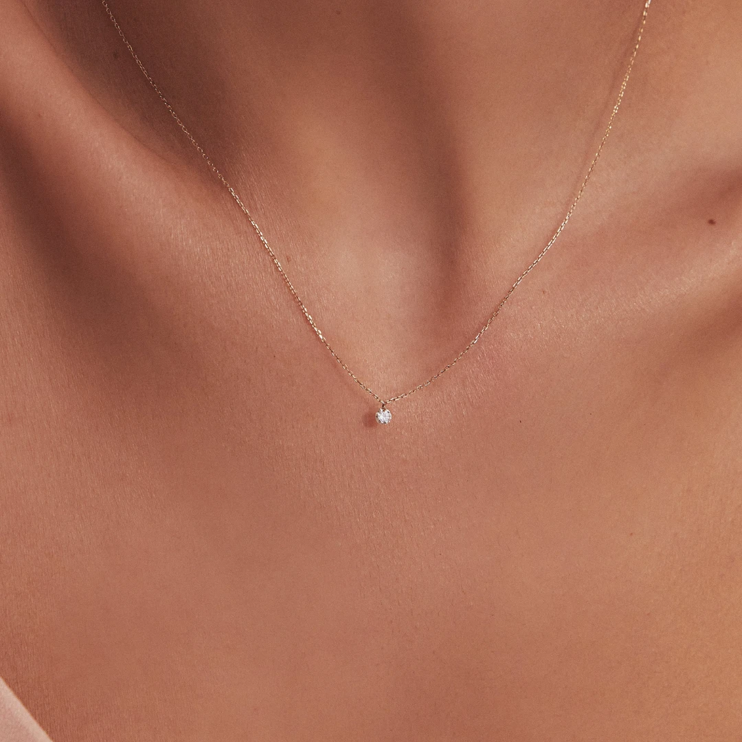 Gold Large Floating Diamond Style Necklace - Image 5