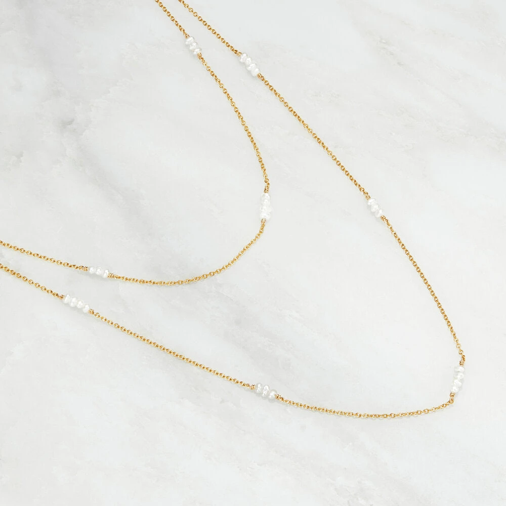 Gold Layered Mini Pearl Necklace - Image 3