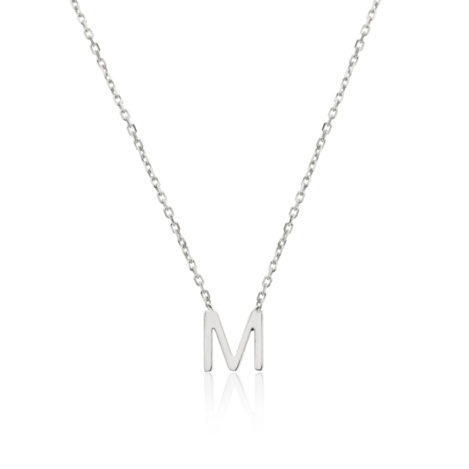 Solid White Gold Miniature Initial Letter Necklace - Image 19