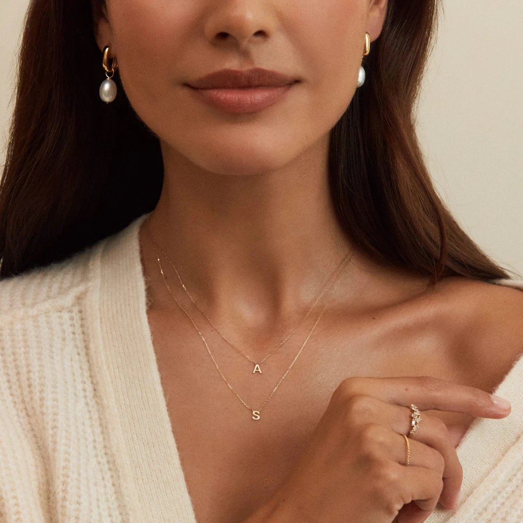 Solid Gold Miniature Initial Letter Necklace - Image 4