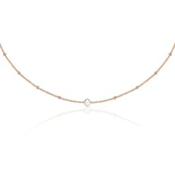 Rose Gold Satellite Single Pearl Choker
