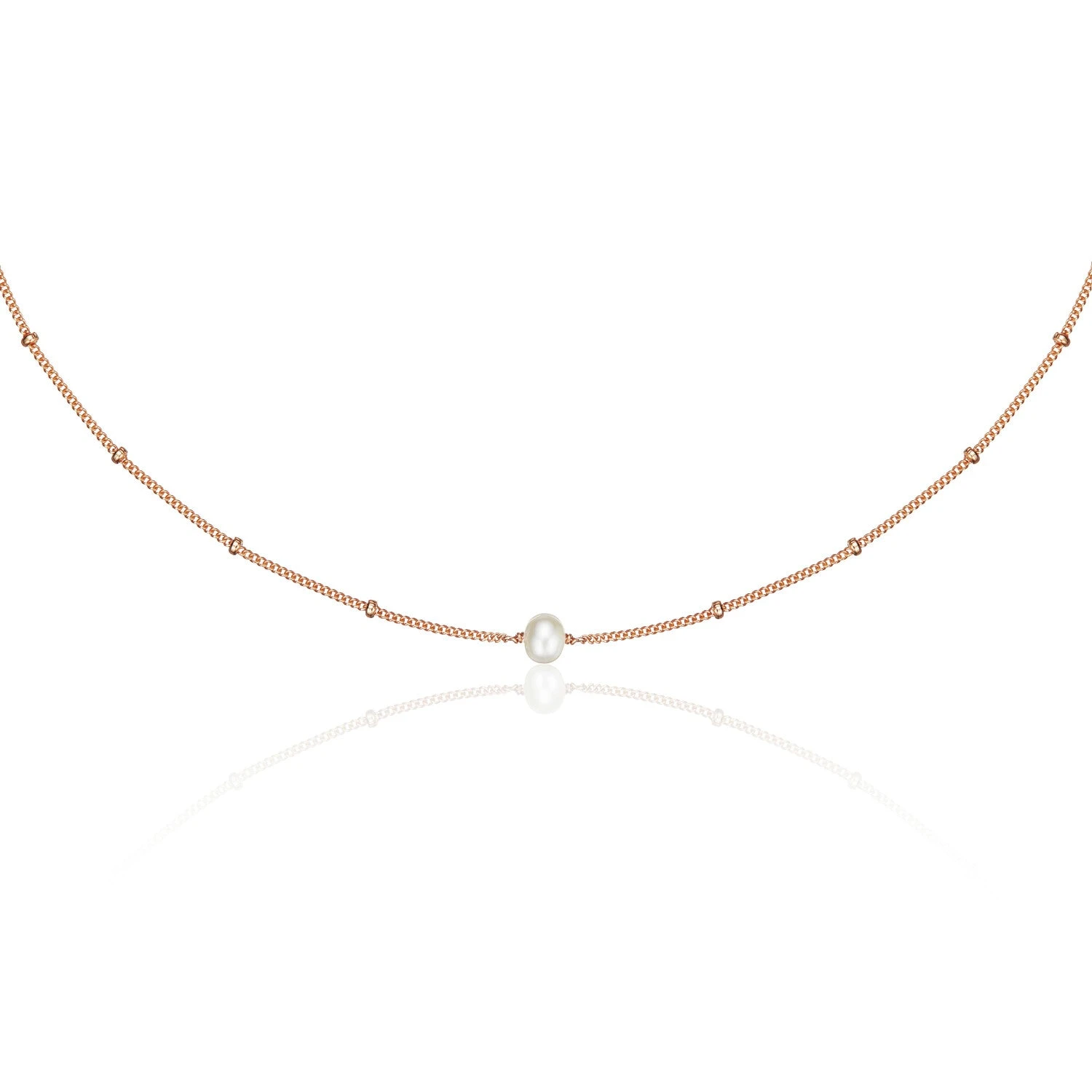 Rose Gold Satellite Single Pearl Choker