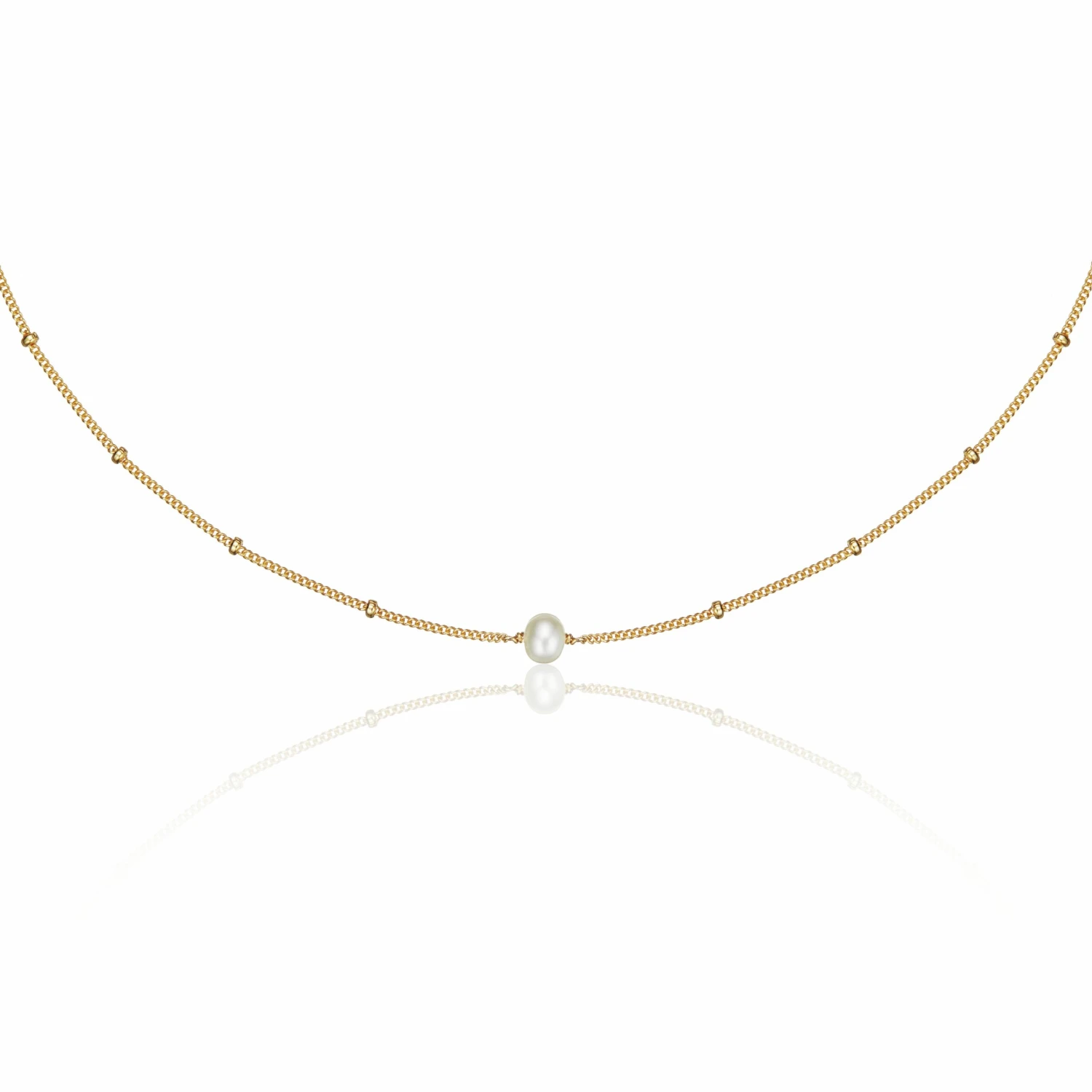 Gold Satellite Single Pearl Choker