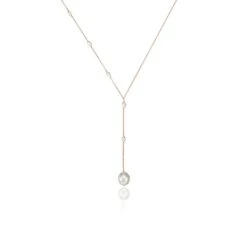 Rose Gold Seed Pearl Lariat Necklace