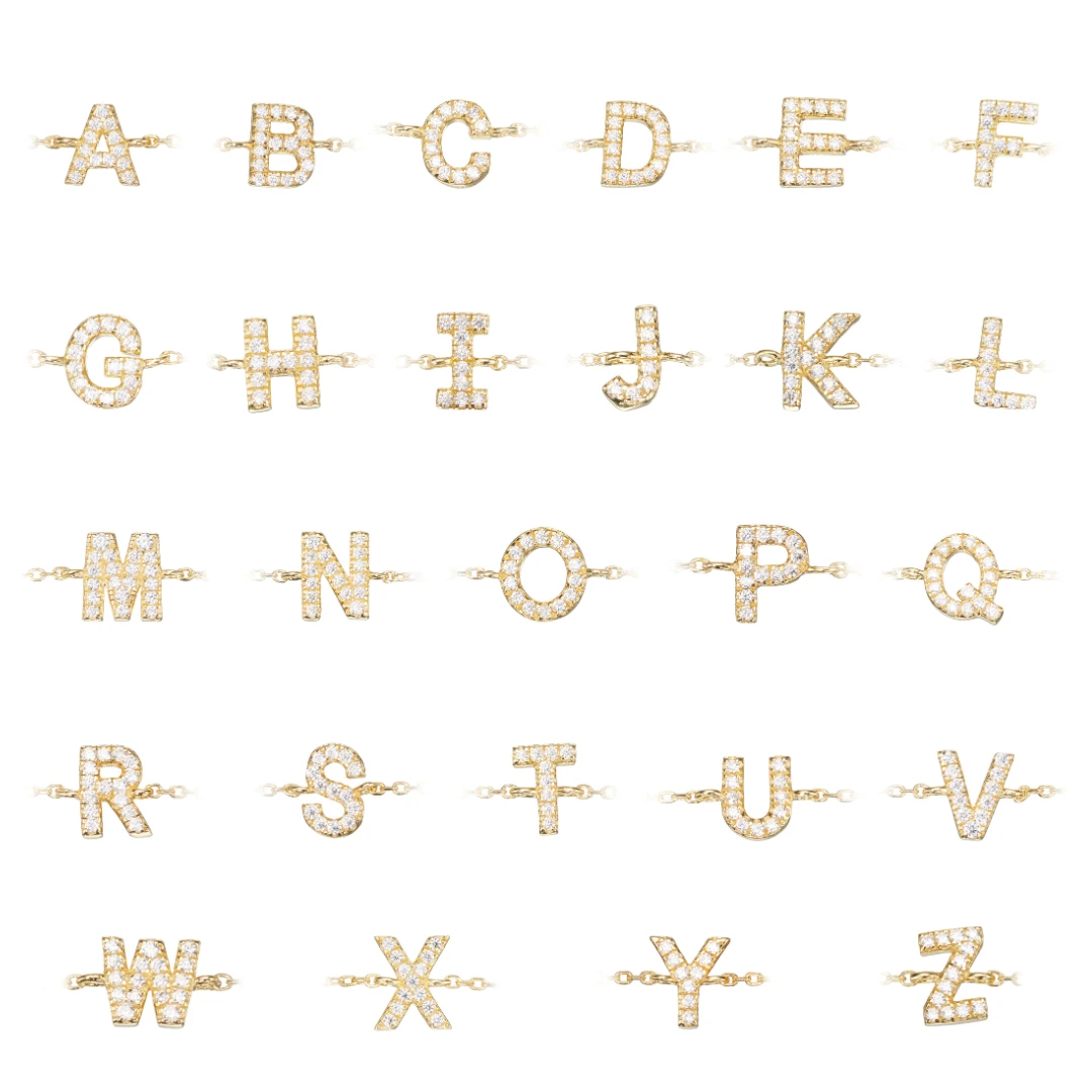 Gold Diamond Style Miniature Initial Letter Bracelet - Image 4