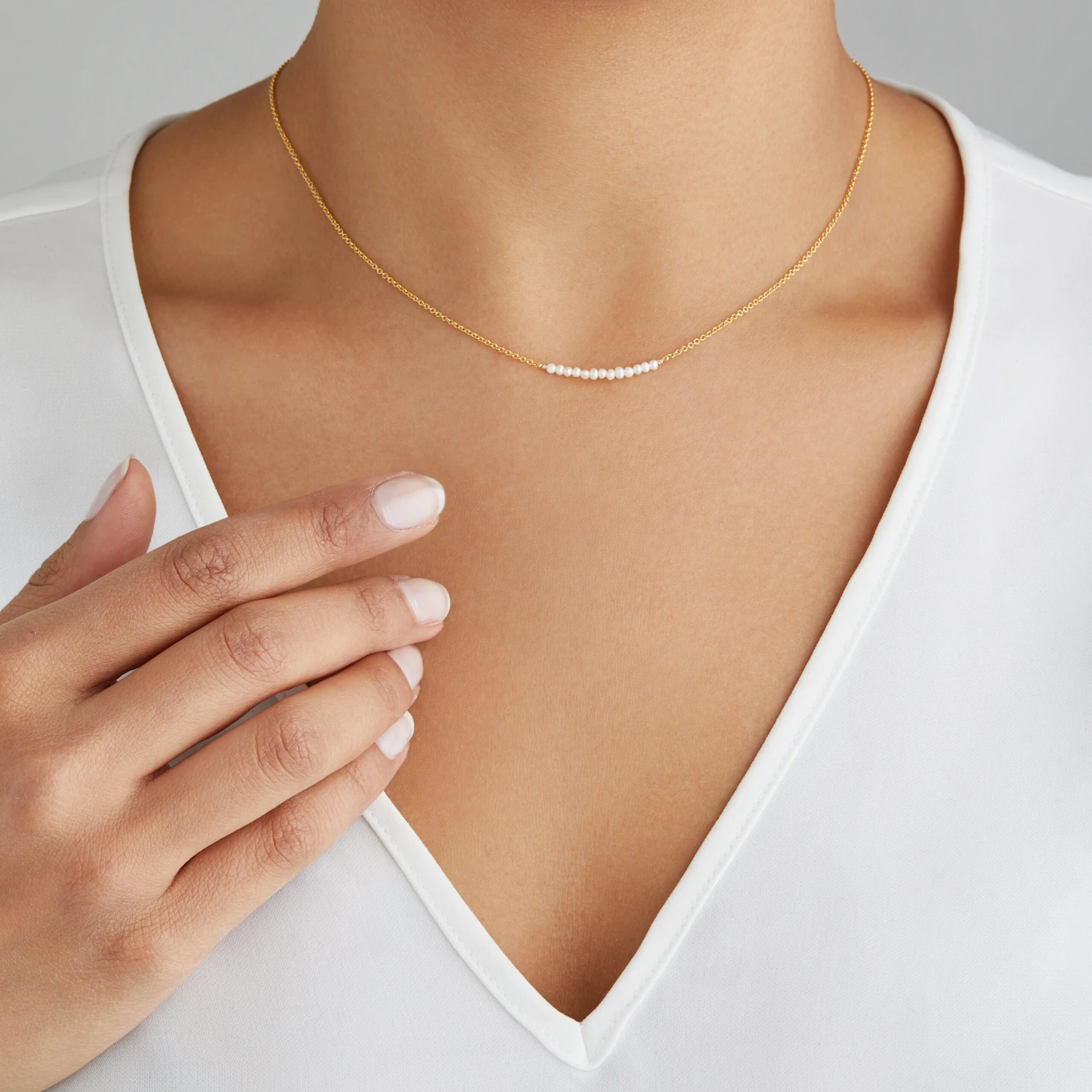 Gold Small Pearl Cluster Choker - Image 2