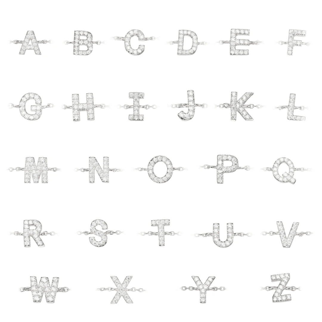 Silver Diamond Style Miniature Initial Letter Bracelet - Image 4