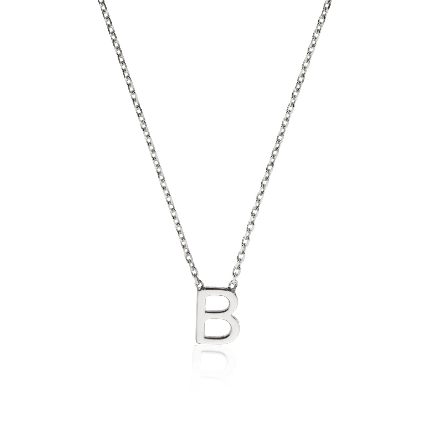 Solid White Gold Miniature Initial Letter Necklace - Image 11