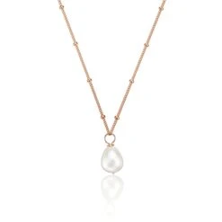 Rose Gold Large Pearl Satellite Necklace