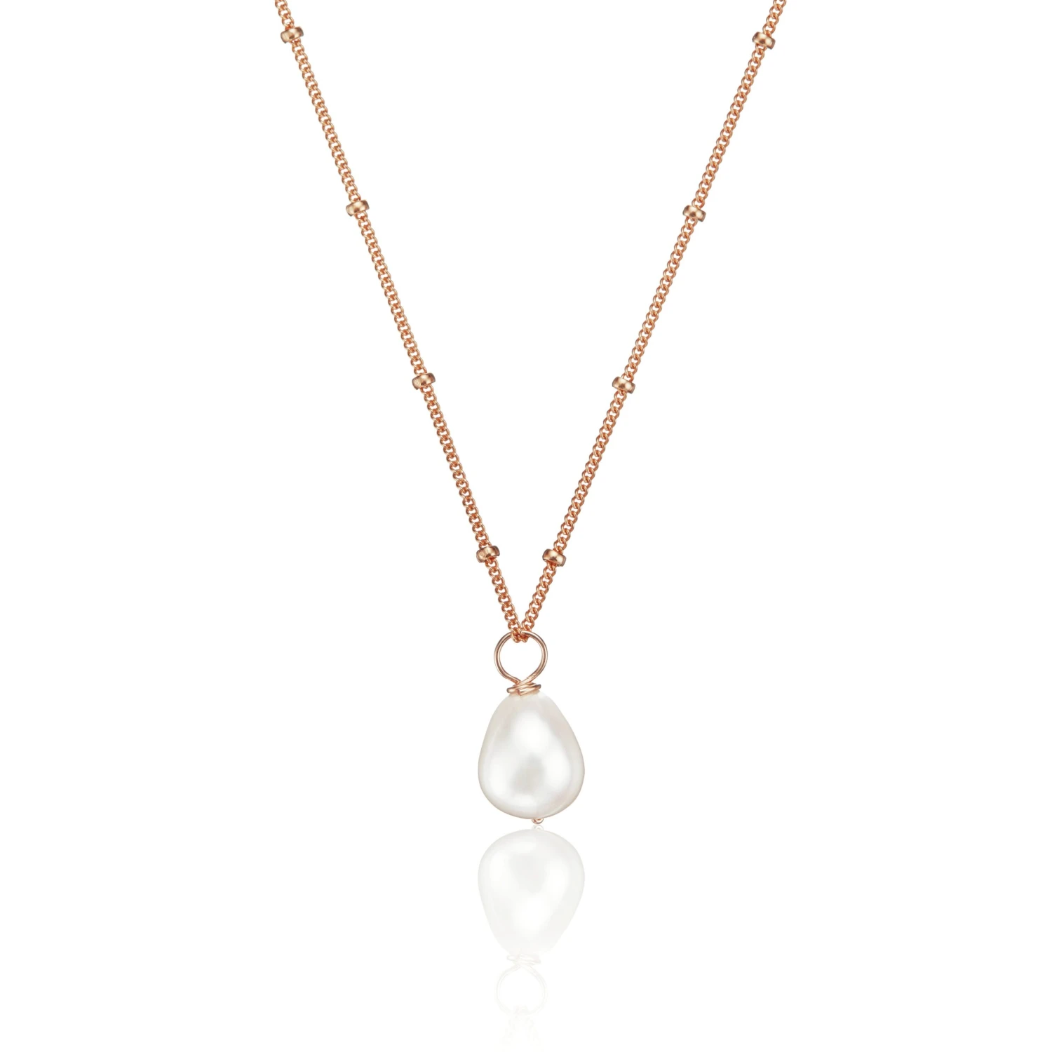 Rose Gold Large Pearl Satellite Necklace