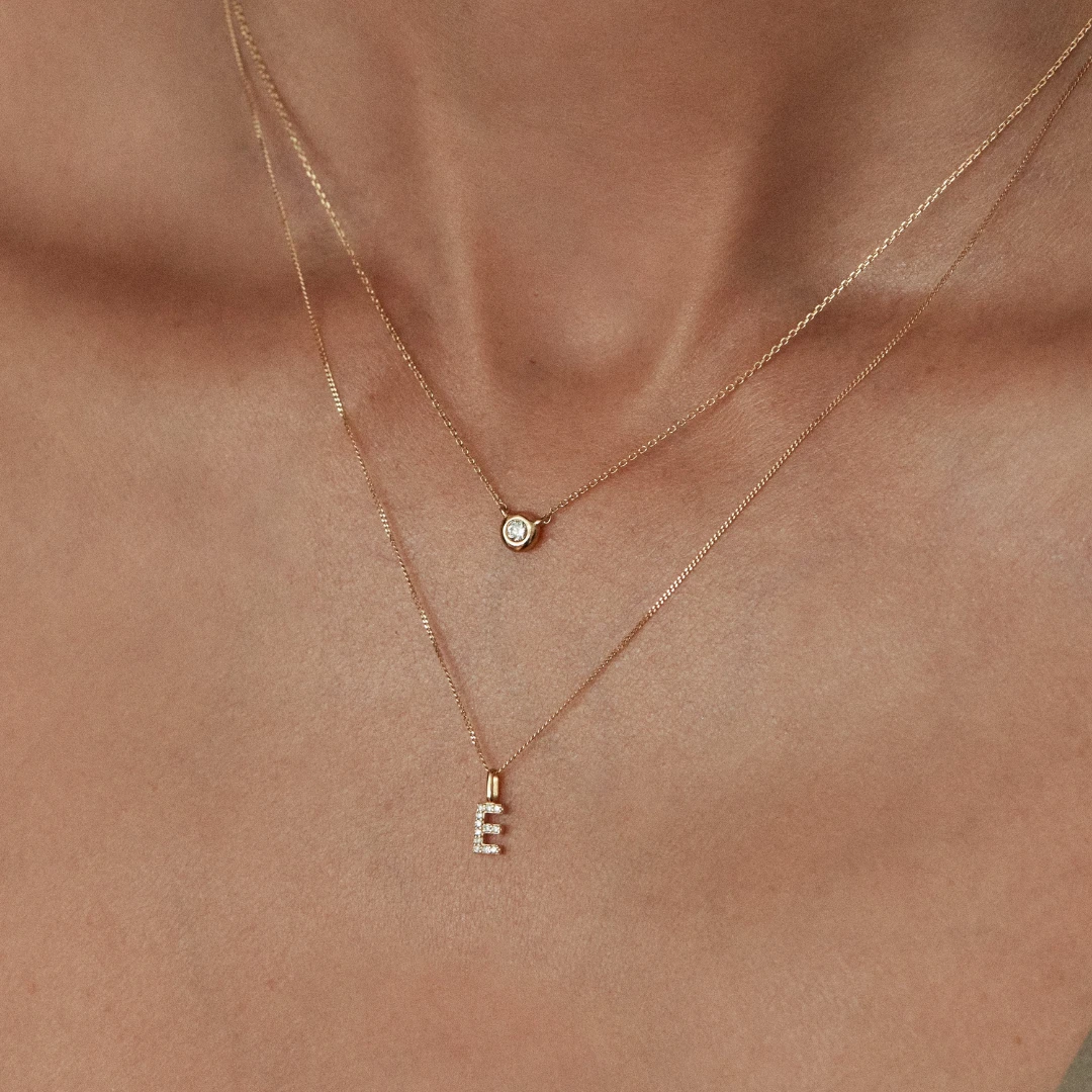 Solid Gold Floating Diamond Necklace - Image 4