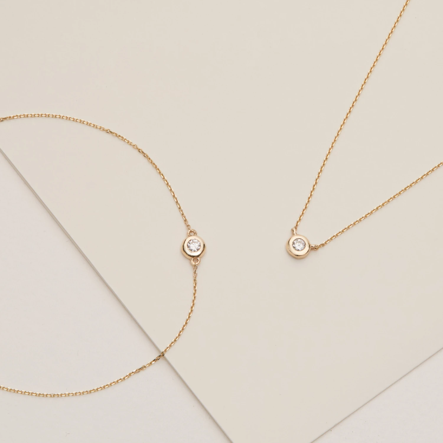 Solid White Gold Floating Diamond Necklace - Image 9