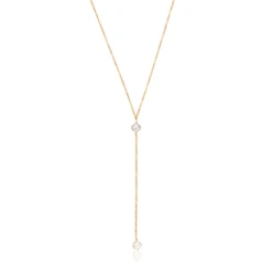 Gold Pearl Lariat Necklace