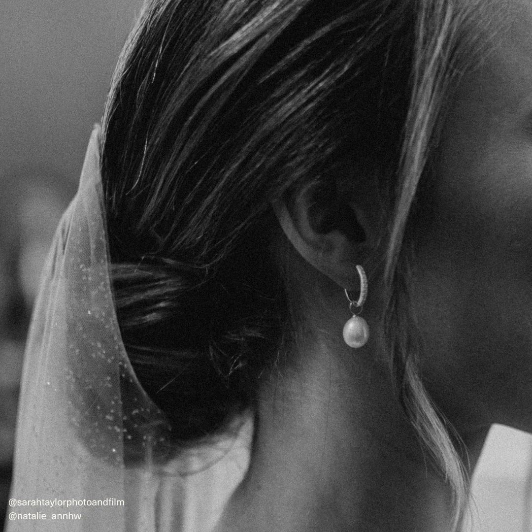 Silver Diamond Style Large Pearl Drop Hoop Earrings - Image 12