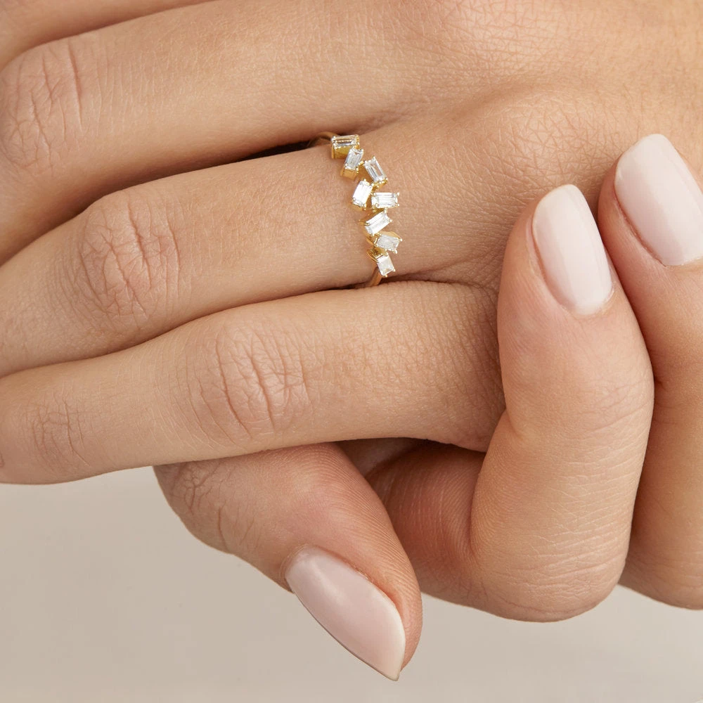 Silver Diamond Style Baguette Ring - Image 4