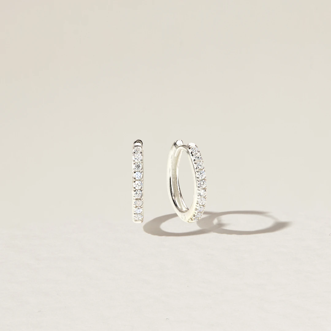 Silver Diamond Style Large Pearl Drop Hoop Earrings - Image 3