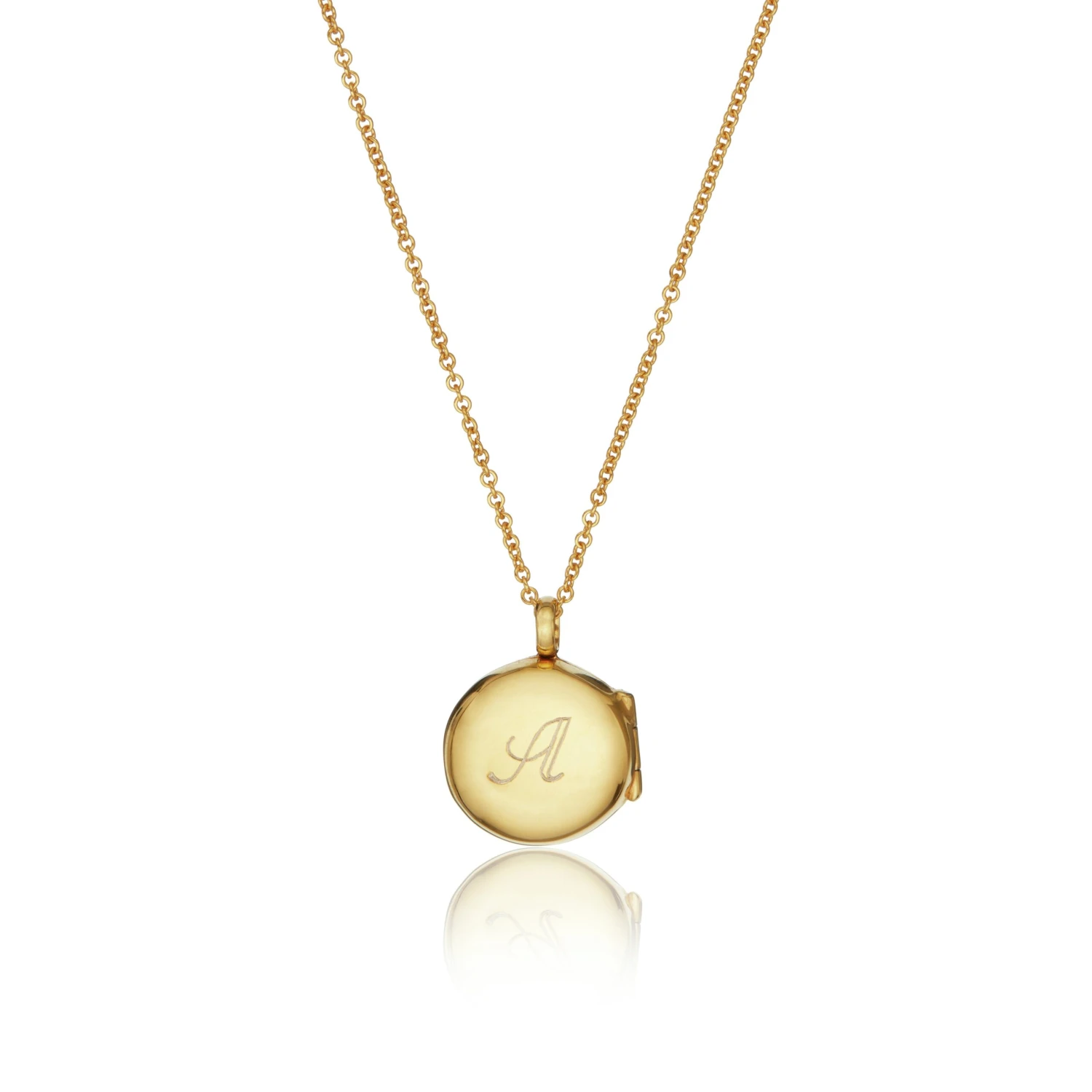 Gold Small Round Diamond Locket Necklace - Image 3
