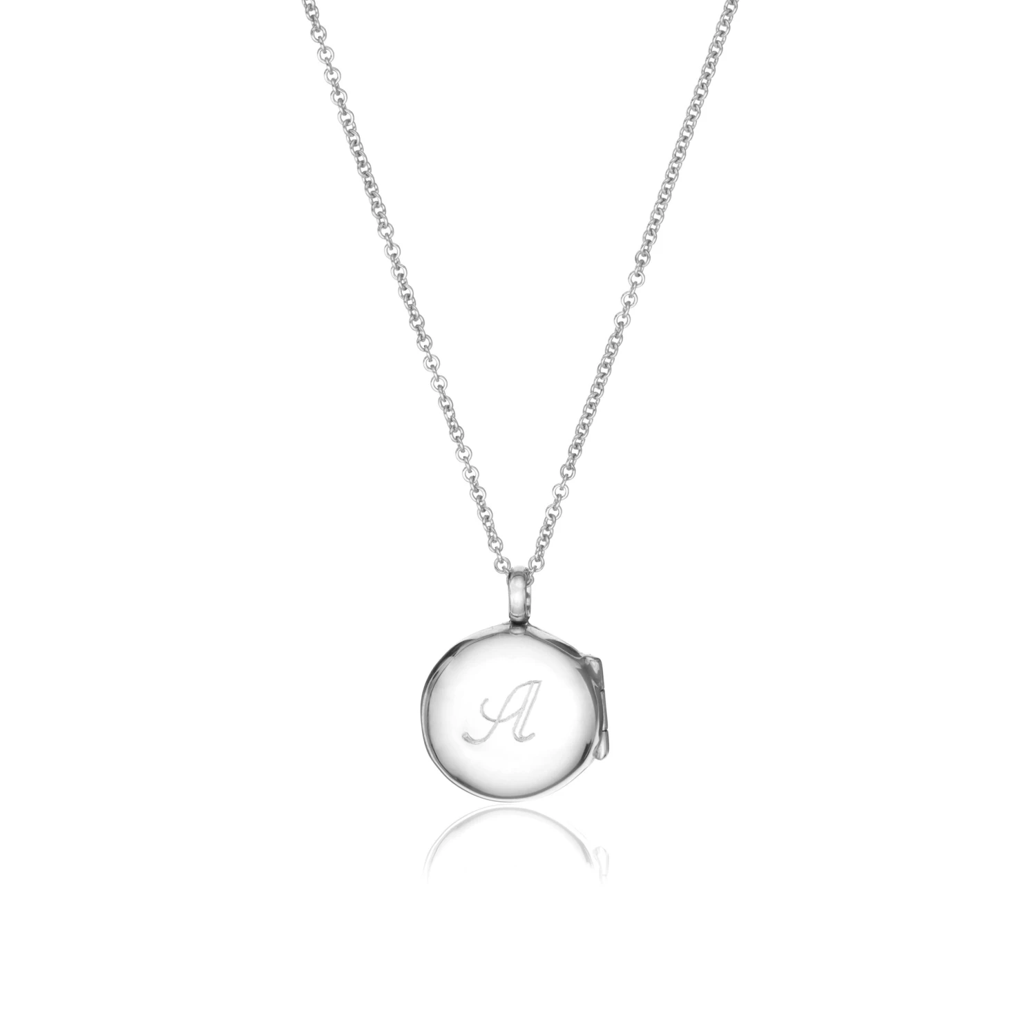 Silver Small Round Diamond Locket Necklace - Image 4
