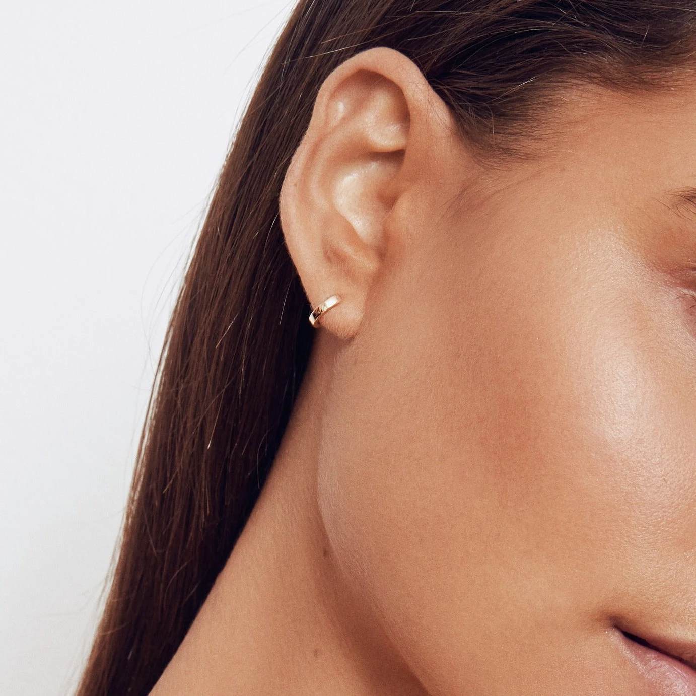 Silver Plain Huggie Hoop Earrings - Image 3