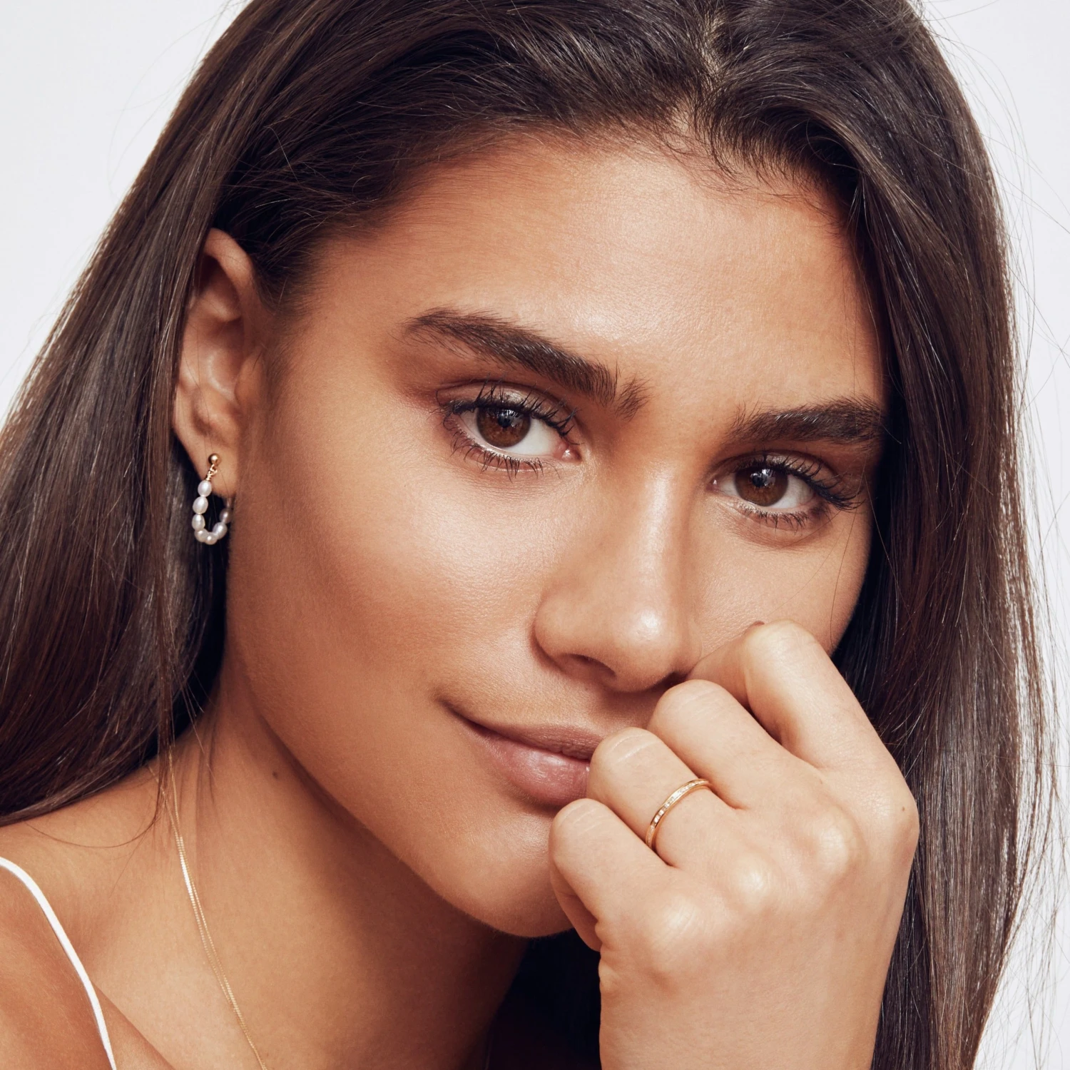 Gold Seed Pearl Hoop Earrings - Image 5