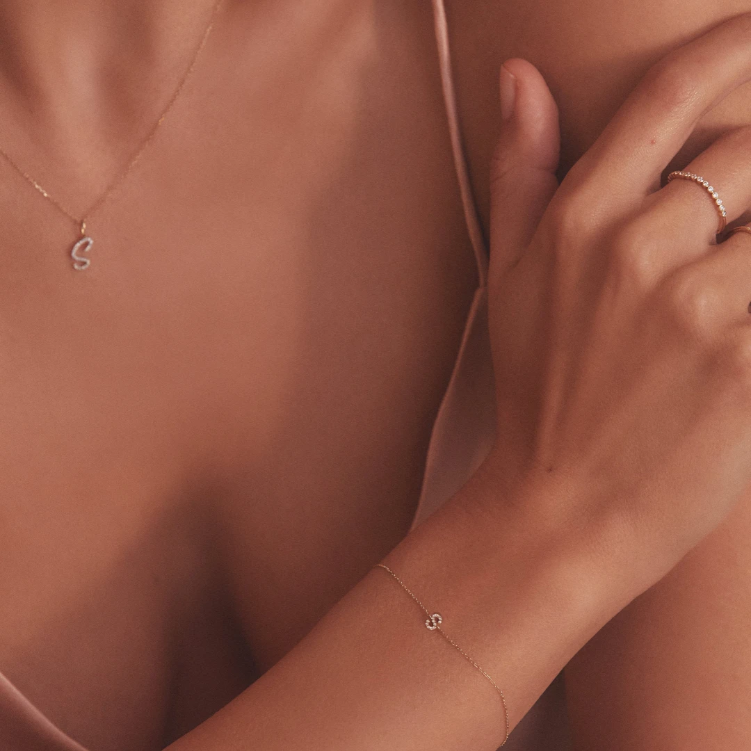 Silver Diamond Style Miniature Initial Letter Bracelet - Image 3