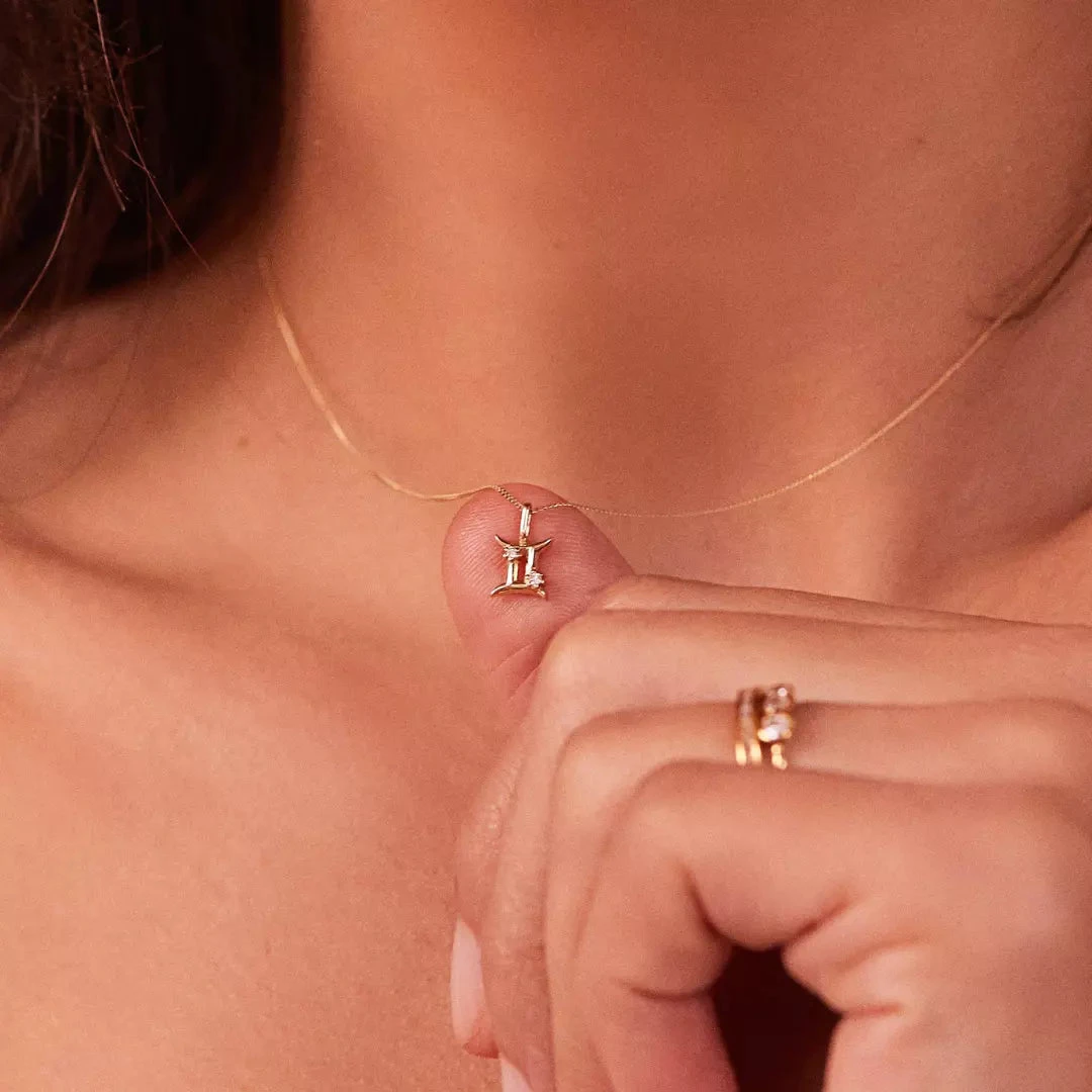 Solid White Gold Genuine Diamond Zodiac Necklace - Image 4