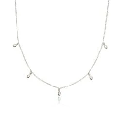 Silver Diamond Style Marquise Drop Necklace