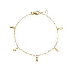 Gold Diamond Style Marquise Drop Bracelet