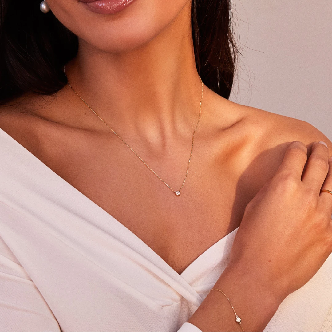 Solid Gold Floating Diamond Bracelet - Image 5