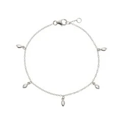 Silver Diamond Style Marquise Drop Bracelet