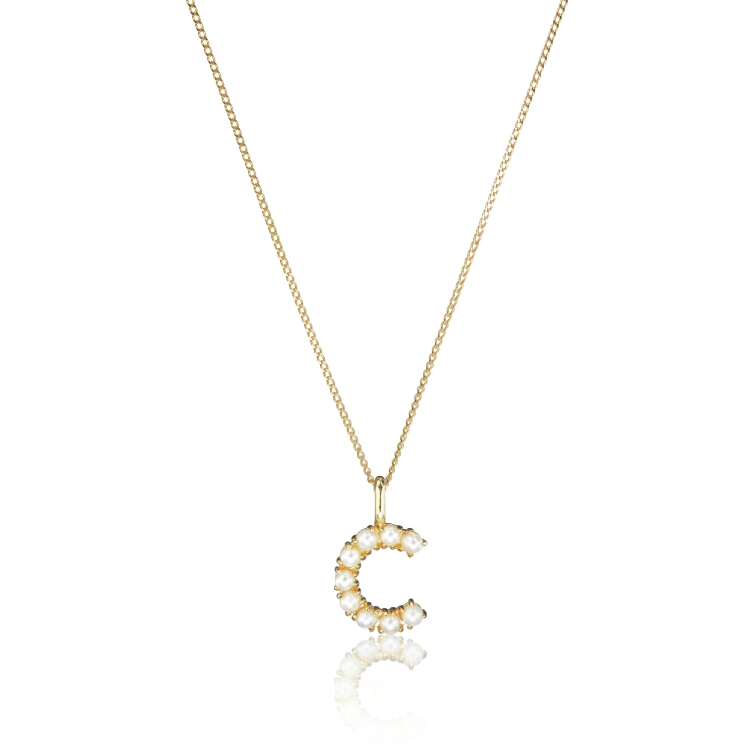 Solid Gold Pearl Initial Letter Necklace - Image 5