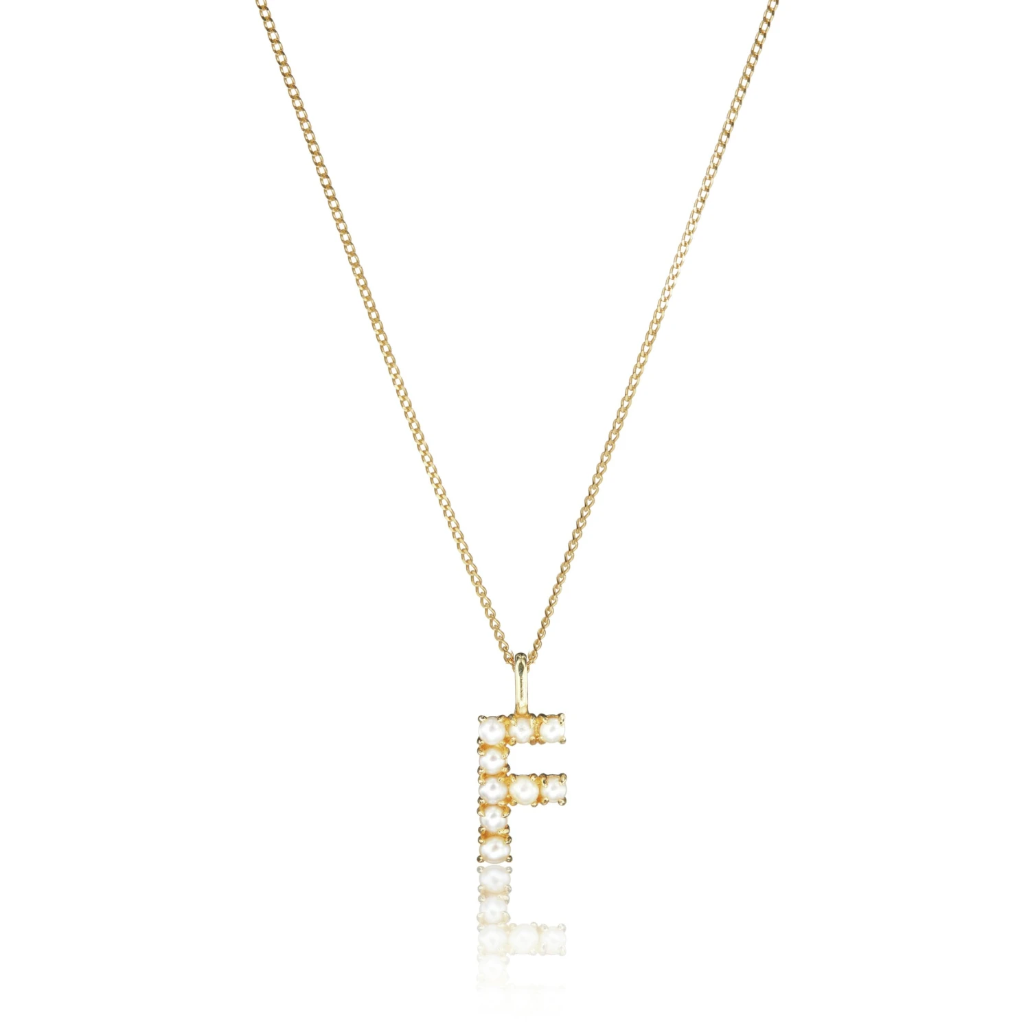 Solid Gold Pearl Initial Letter Necklace - Image 6