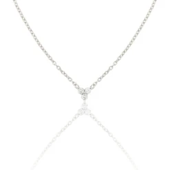 Solid White Gold Floating Diamond Cluster Necklace