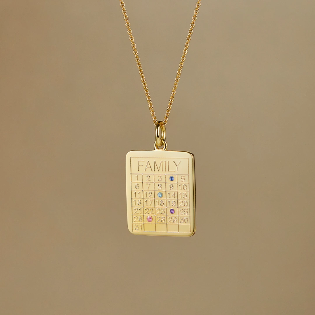 Silver Personalised Family Calendar Necklace - Image 6