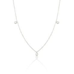 Solid White Gold Diamond Drop Necklace
