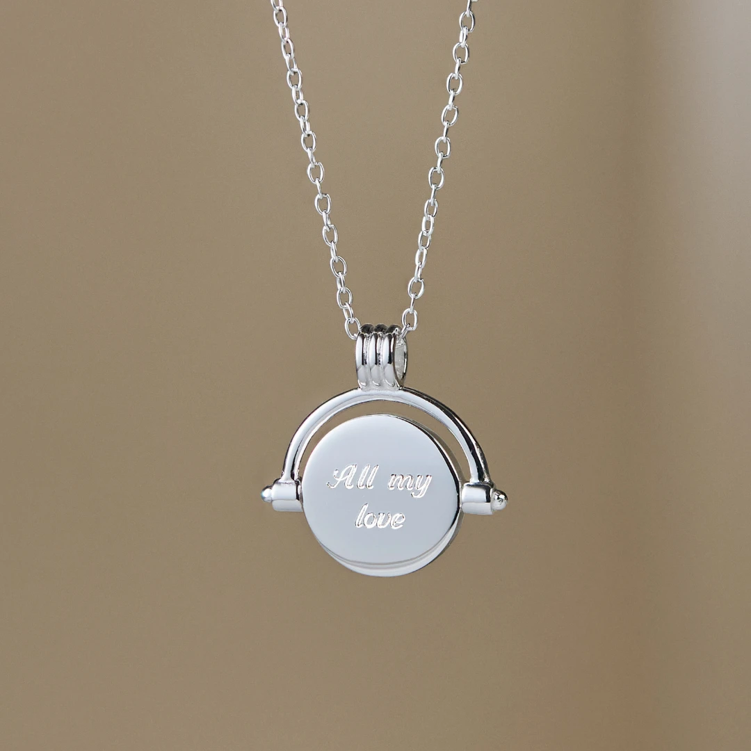 Silver Mother Of Pearl Spinning Disc Necklace - Image 6