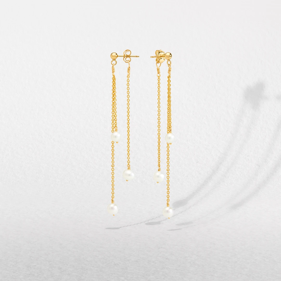Gold Layered Pearl Drop Earrings - Image 3