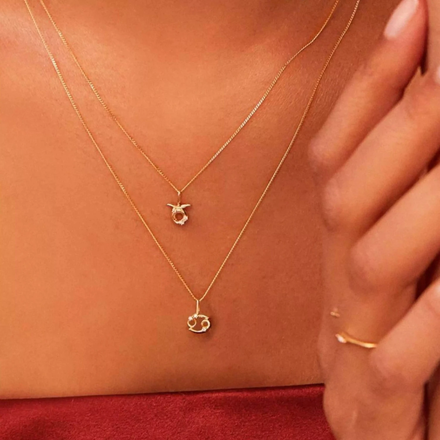 Solid Gold Genuine Diamond Zodiac Necklace - Image 2