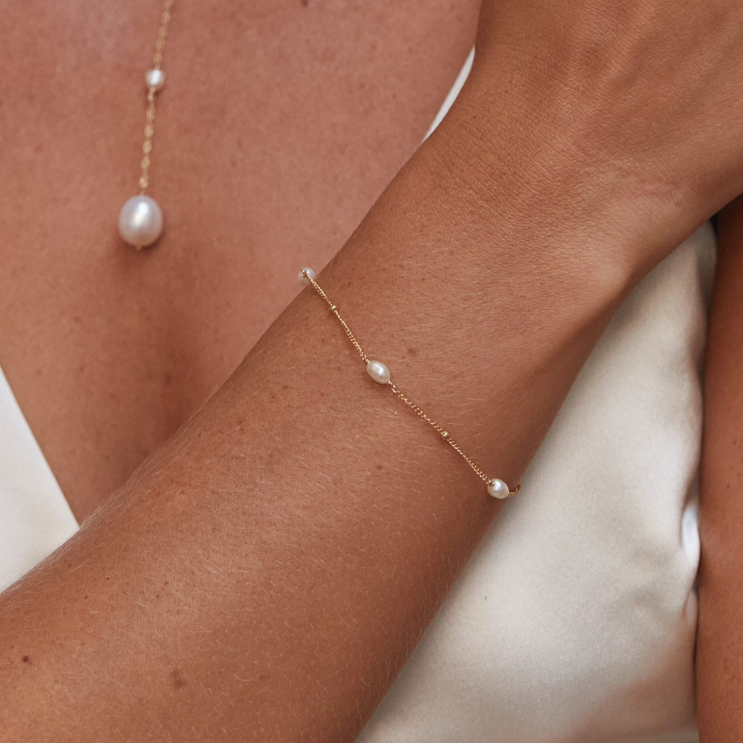 Silver Seed Pearl Satellite Bracelet - Image 3