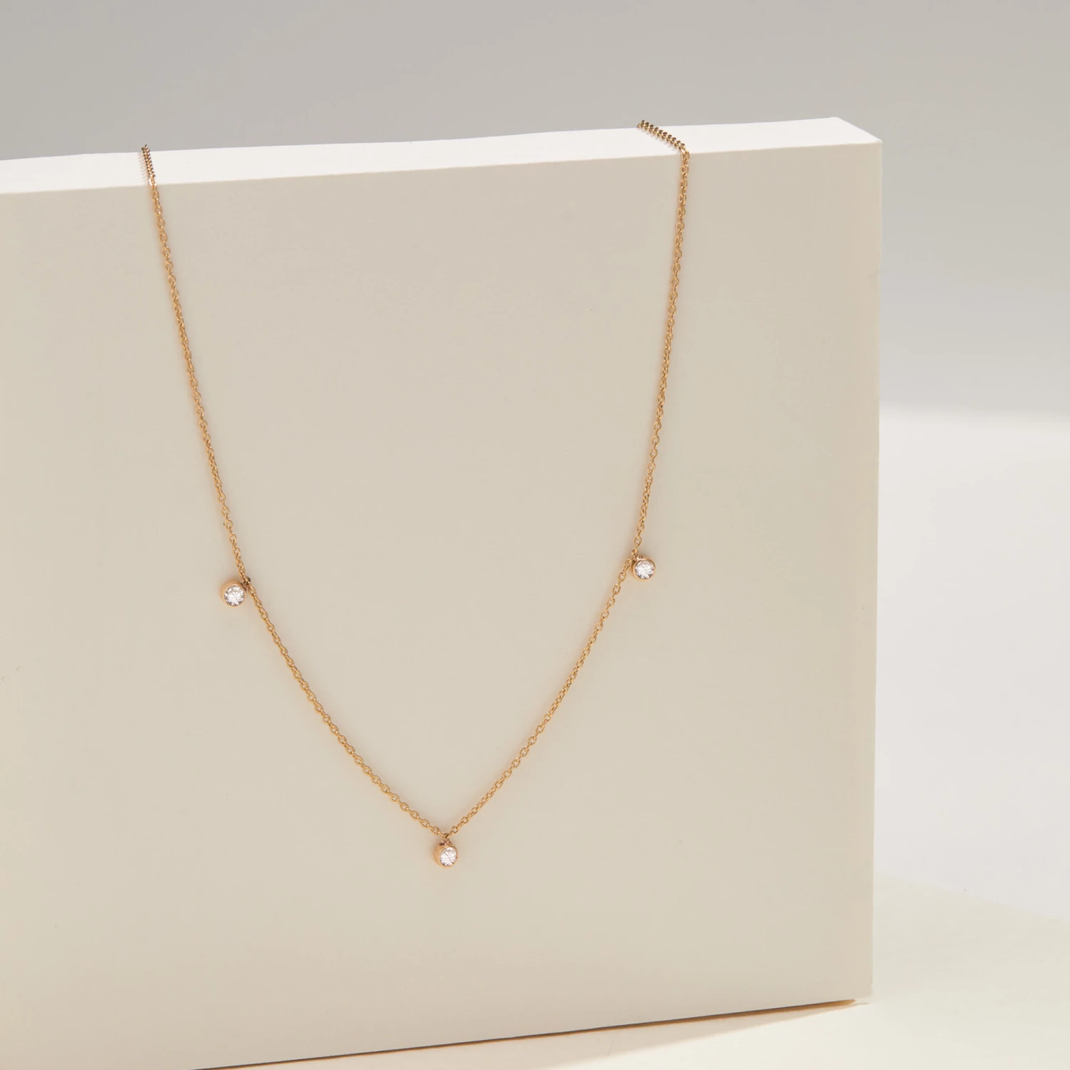 Solid White Gold Diamond Drop Necklace - Image 4