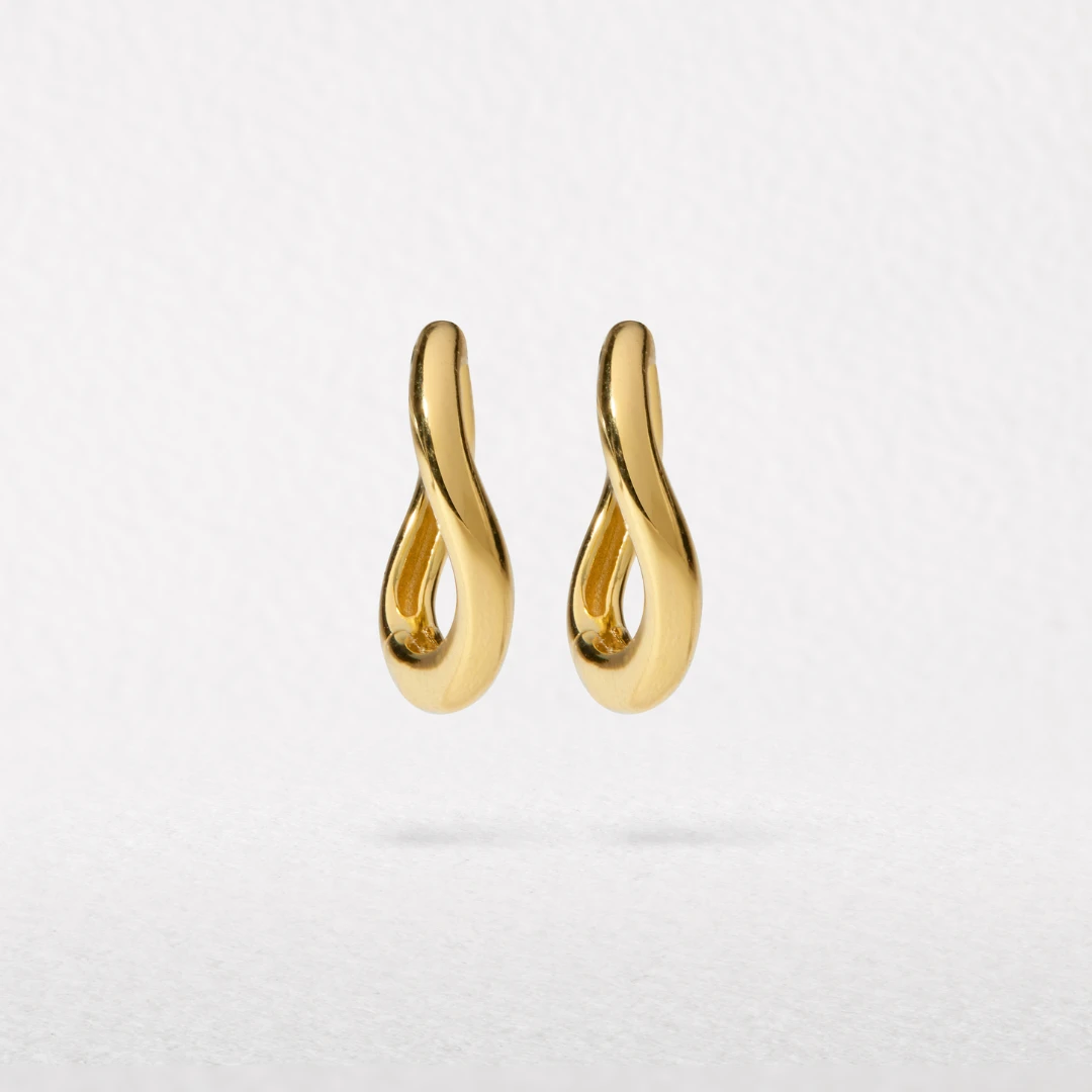 Gold Wave Huggie Hoop Earring - Image 4