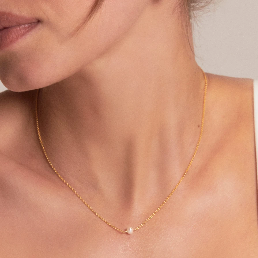 Gold Single Pearl Choker And Bracelet Set - Image 2