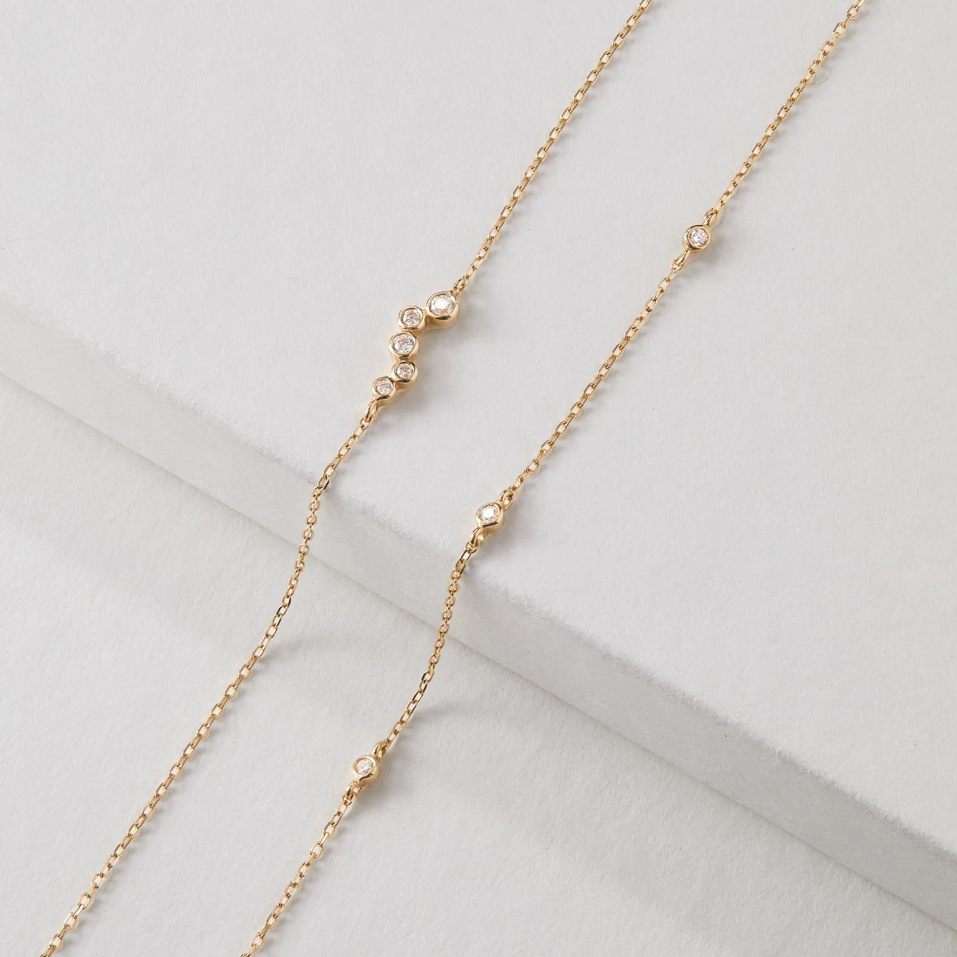 Gold Three Diamond Style Bracelet - Image 3