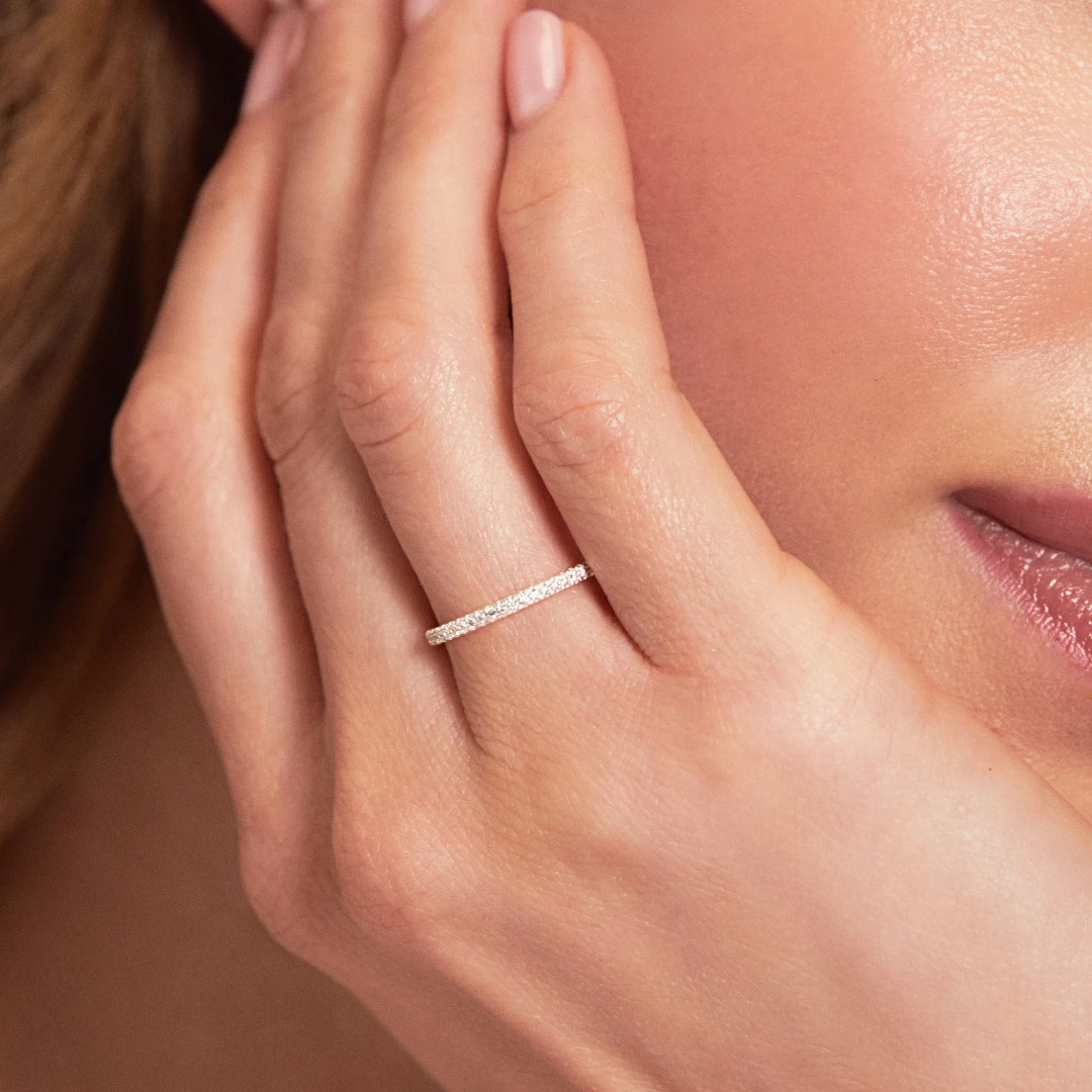 Silver Diamond Style Half Eternity Ring - Image 2