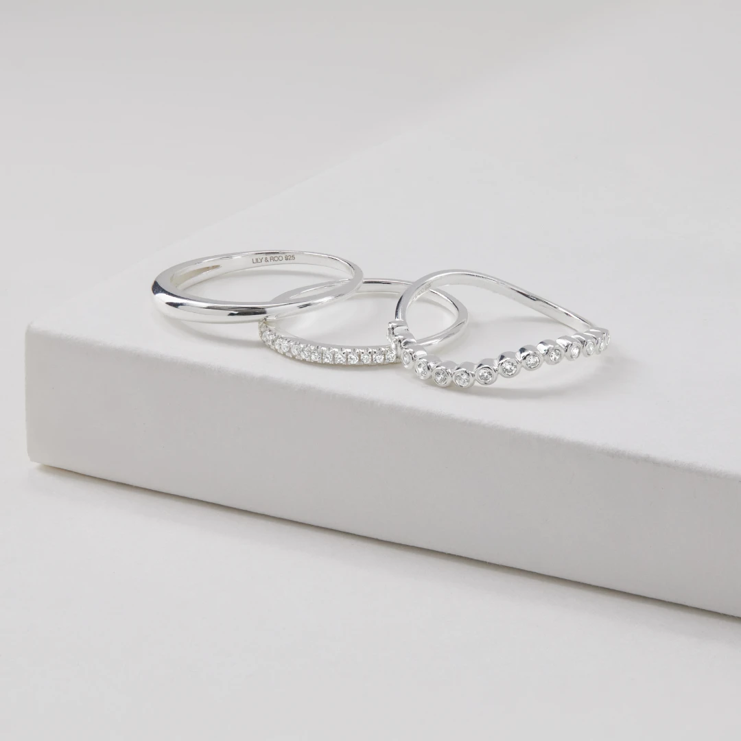 Silver Wave Diamond Style Ring - Image 4